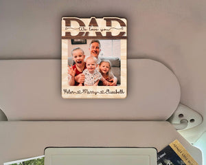 Customized Picture Dad And Children Gift, Personalized Father's Day Sun Visor Clip, Picture Visor Clip, Drive Safe Daddy Photo Frame