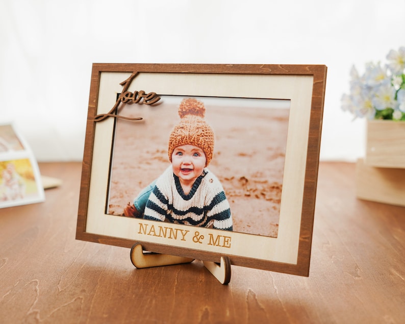 Personalized Photo Frame, Custom Wood Picture Frame, Couple Picture Frame, Engagement Frame, Gift For Family, Gift for Mom, Gigi, Nana Gifts