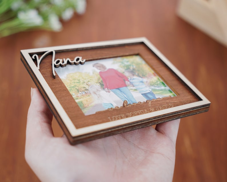 Personalized Photo Frame, Custom Wood Picture Frame, Couple Picture Frame, Engagement Frame, Gift For Family, Gift for Mom, Gigi, Nana Gifts