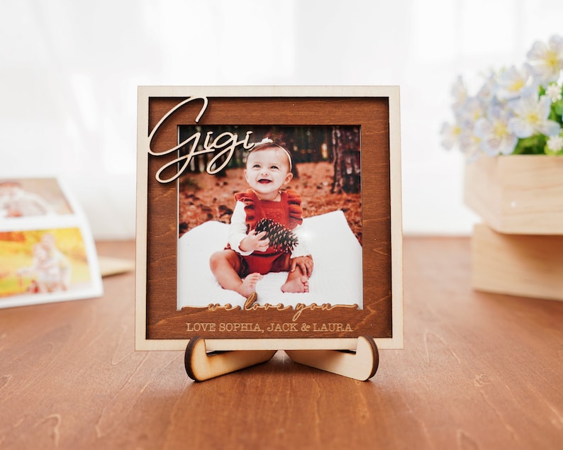 Personalized Photo Frame, Custom Wood Picture Frame, Couple Picture Frame, Engagement Frame, Gift For Family, Gift for Mom, Gigi, Nana Gifts