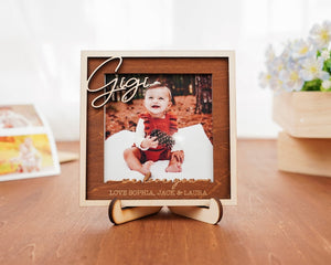 Personalized Photo Frame, Custom Wood Picture Frame, Couple Picture Frame, Engagement Frame, Gift For Family, Gift for Mom, Gigi, Nana Gifts