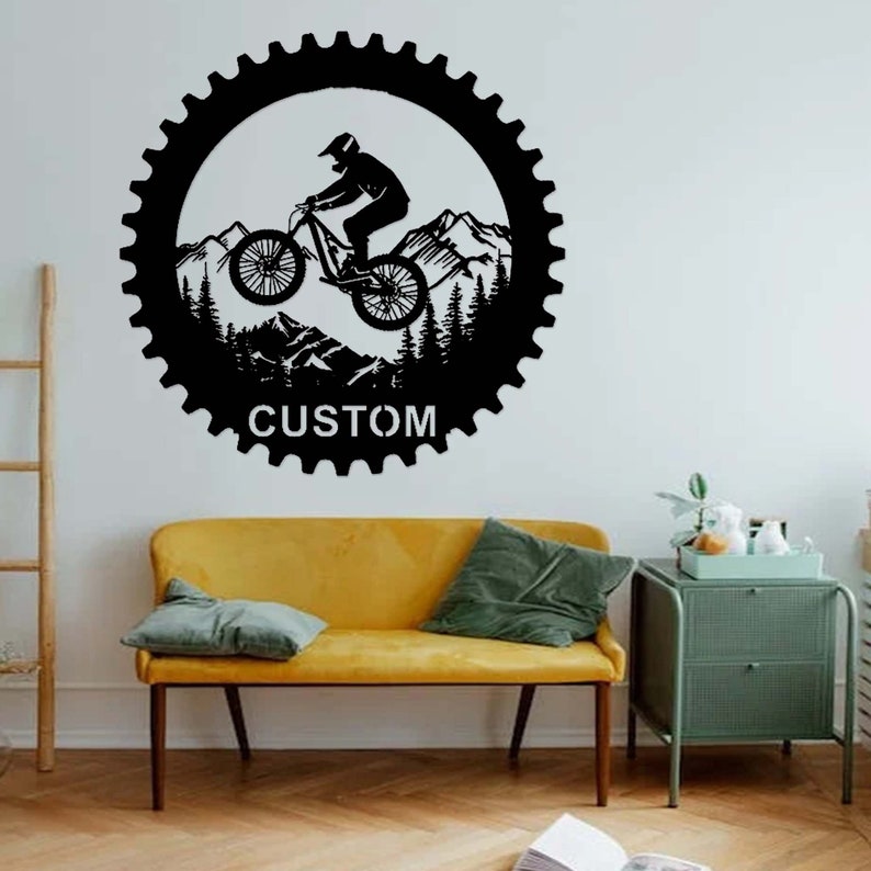 Custom Mountain Bike Sign,Mountain Bike Metal Wall Art,Personalized Biker Name Sign,Biker Home Decor,Cyclist Gift,Bike Riding Cycling Sign