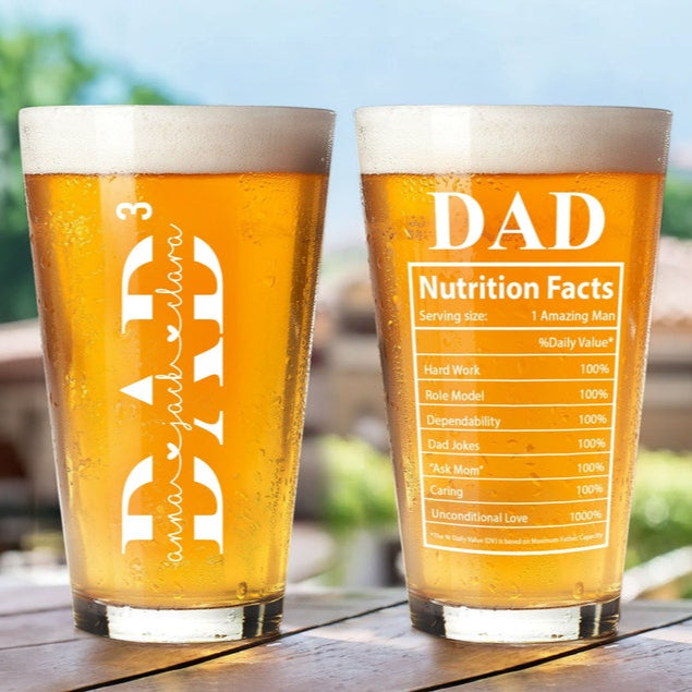 Custom Kids Names Beer Glass, Dad Gift From Daughter Son, Fathers Day Gift, Personalized Gift For Dad, Dad Birthday Gift, Dad Beer Glass