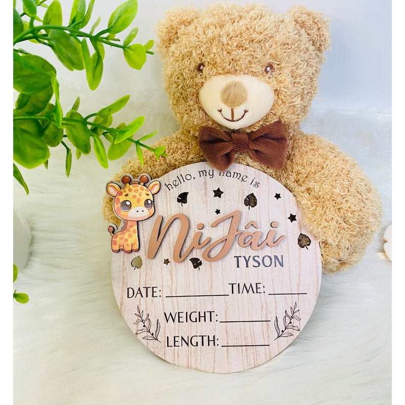Personalized Baby Announcement Sign with Birth Stats, Birth Stat Sign With Butterfly, Name Reveal, Hello My Name Is Sign, Sign For Hospital