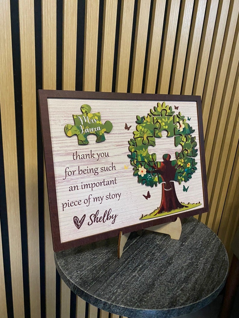 Personalized Teacher Gift Wooden Sign| Custom Thank You For Being An Important Piece Of My Story| Teacher Gifts| Christmas Gifts