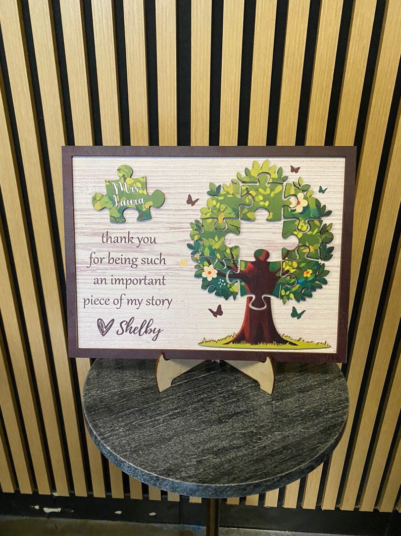 Personalized Teacher Gift Wooden Sign| Custom Thank You For Being An Important Piece Of My Story| Teacher Gifts| Christmas Gifts