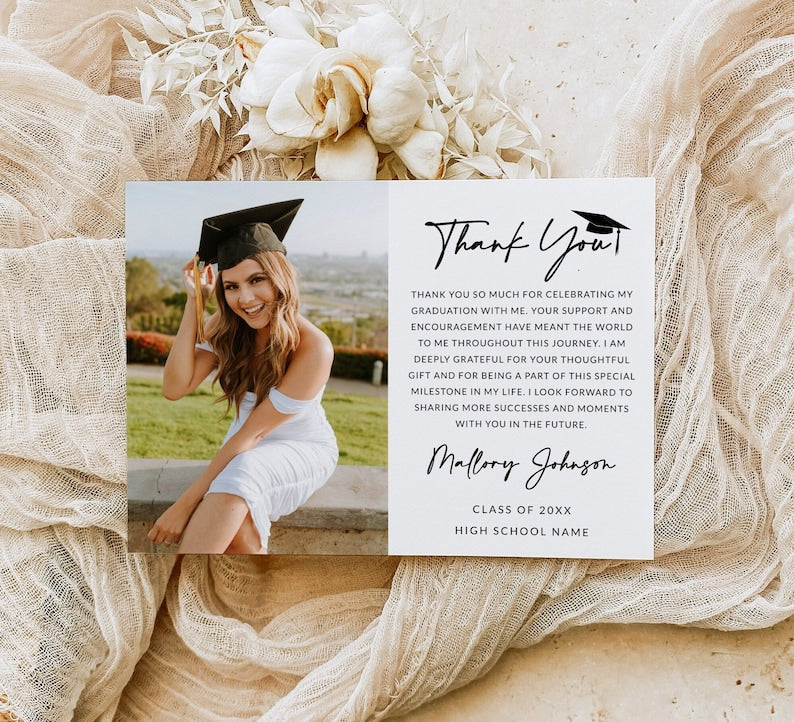 Graduation Thank You Card with Photo | Grad Thank You | Personalized Graduation Card | Graduation Gift Graduation Thank You Card with Photo | Grad Thank You | Personalized Graduation Card | Graduation Gift