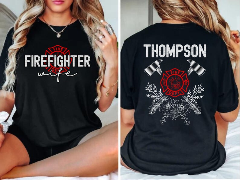 Personalized Firefighter Wife shirt, Fire Wife Gift, girlfriend shirt, dibs on the fireman shirt, firefighter mom shirt, custom name tshirt