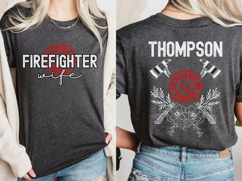 Personalized Firefighter Wife shirt, Fire Wife Gift, girlfriend shirt, dibs on the fireman shirt, firefighter mom shirt, custom name tshirt