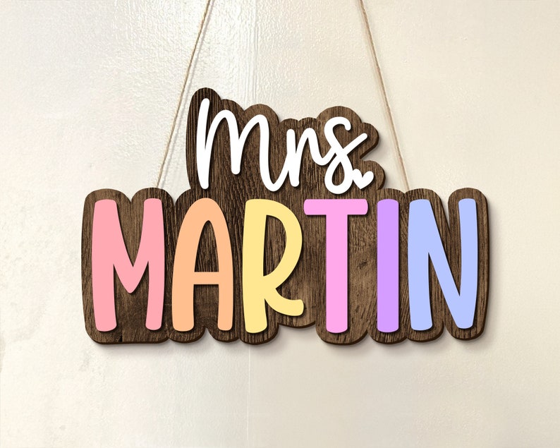 Custom 3D Teacher Door Sign, Personalised Name with Pencil Teacher Sign, Classroom Decor, Teacher Door Hanger, Teacher Back to School Sign
