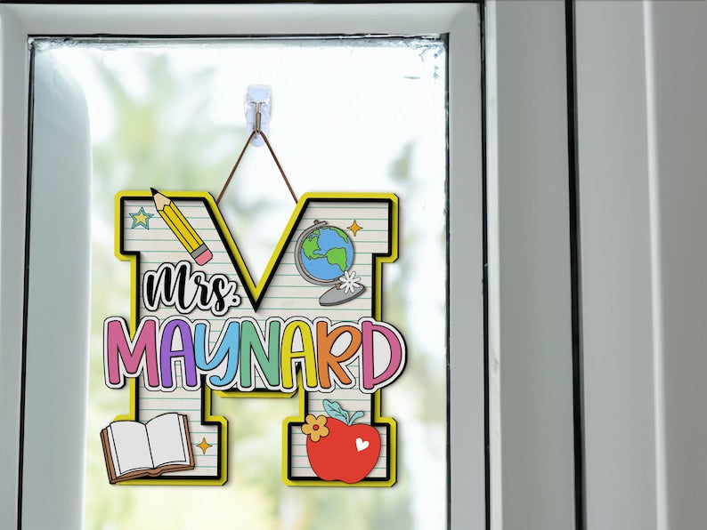 Personalized Teacher Door Sign, Teacher Name Sign For Classroom 3D Wooden Sign, Classroom Door Sign, School Gift, Teacher Letter & Name Sign