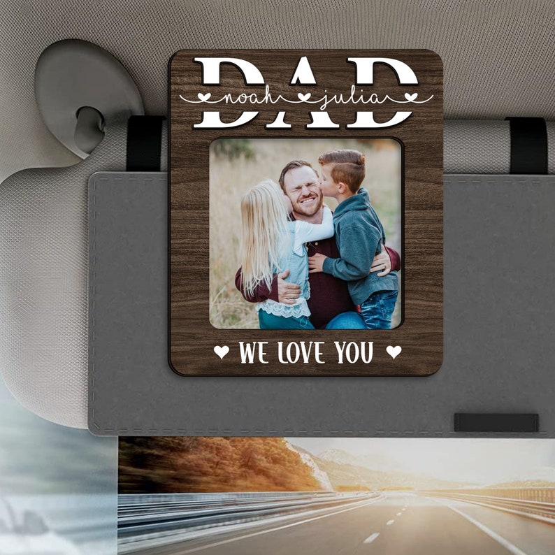 Custom Car Visor Clip For Dad, Personalized Gift For Dad, Fathers Day Gift, Dad Gifts From Kids, Custom Photo Sun Visor Clip,Dad Magnet Gift