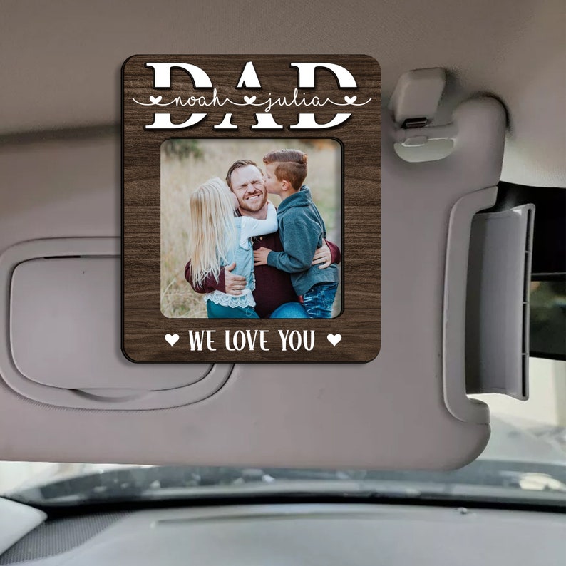 Custom Car Visor Clip For Dad, Personalized Gift For Dad, Fathers Day Gift, Dad Gifts From Kids, Custom Photo Sun Visor Clip,Dad Magnet Gift