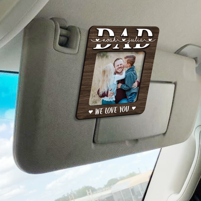 Custom Car Visor Clip For Dad, Personalized Gift For Dad, Fathers Day Gift, Dad Gifts From Kids, Custom Photo Sun Visor Clip,Dad Magnet Gift