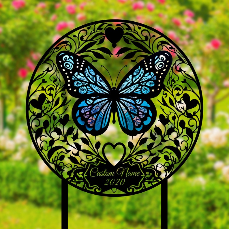Personalized Memorial Stake Metal, Butterfly Memorial Stake, In Loving Memorial, Remembrance Stake, Sympathy Gift, Outdoor Grave Marker Sign