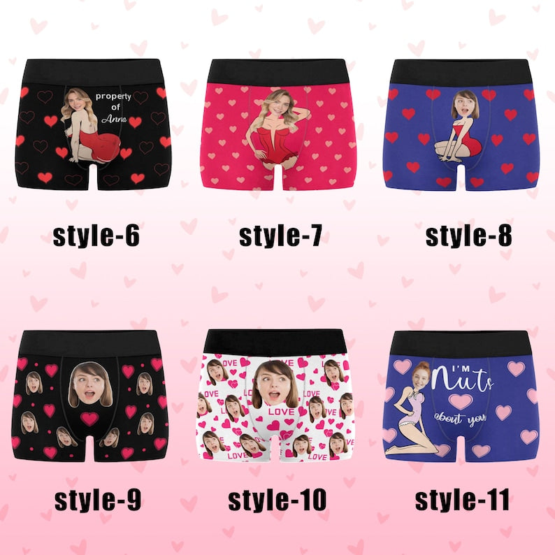 Personalized Boxers for Husband/Boyfriend,Anniversary/Birthday/Valentines Day Gift for Him, Face Underwear for Men,Custom Photo Boxer Briefs