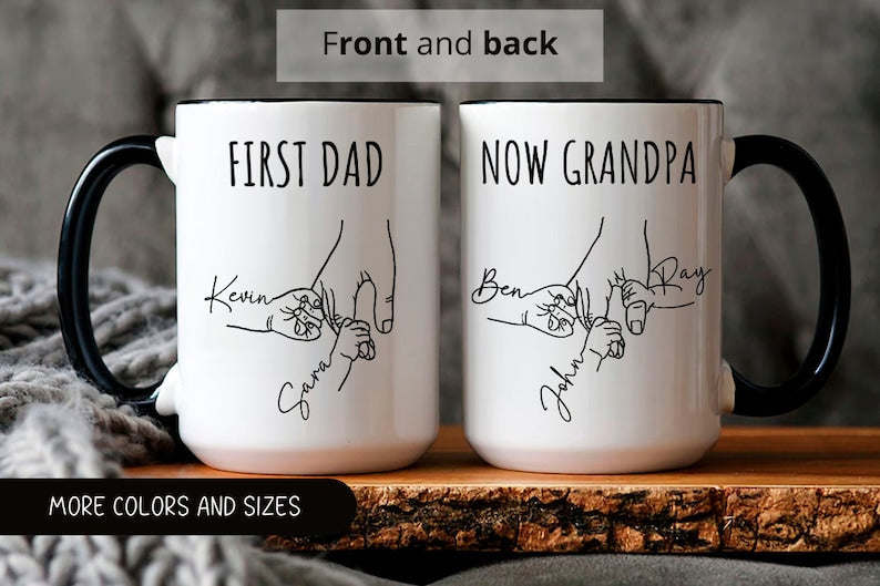Personalize Promoted Dad to Grandpa Mug,You Hold My Hand,Dad Mug With Kids Names,New Grandpa Gift,New Grandpa Mug,Baby Reveal,Fathers Day il_794xN.6076126193_4xy3.jpg
