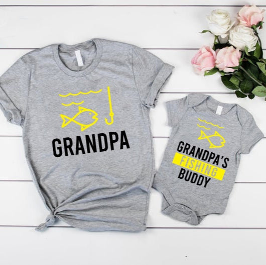 Grandpa and Grandpa's Fishing Buddy Shirts, Matching T-Shirts For Grandpa and Grandson, Grandpa Grandchild Fishing, Fishing With Grandpa
