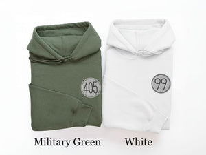 Custom Embroidered 405 & 99 Badge, Matching Sweatshirts, Matching Hoodie, Personalized Gift, Couples Gift, Anime, Gift for Her, Gift for Him