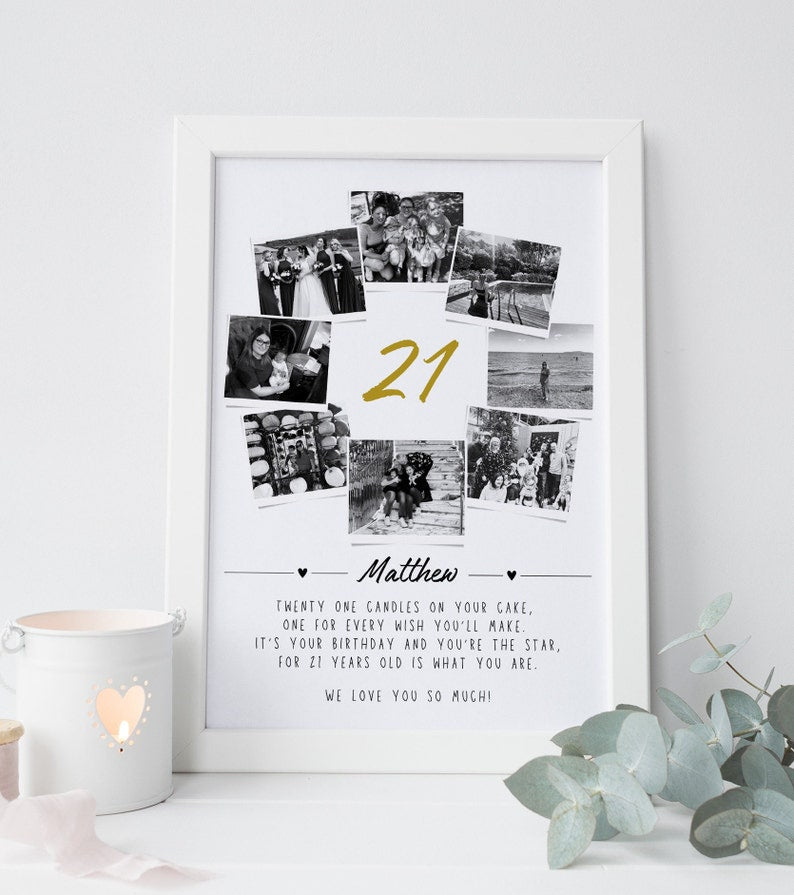 Personalised 40th Birthday Photo Collage, 40th Celebration Gift, Celebration Wall Art, Polaroid Photo Decor, Custom Years Old Gift Best Friend