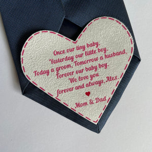 Son's Wedding Day Gift From Mother To Groom On His Wedding Personalized Tie Patch