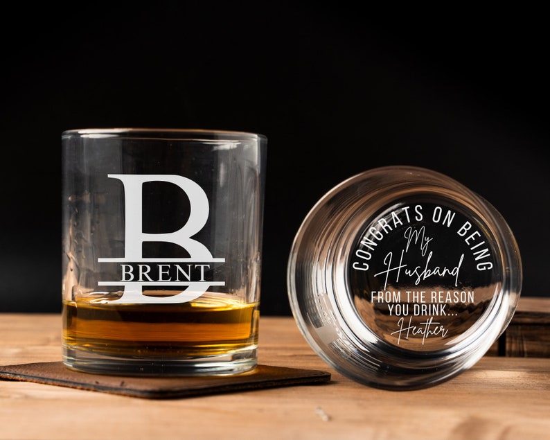 Congrats On Being My Husband Whiskey Glass, Personalized Gifts for Him, Husband Gift from Wife, Birthday Gift, Anniversary Gifts for Him