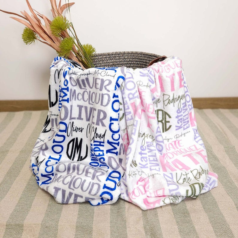 Personalized Baby Blanket, Custom Monogram Name Blanket, Baby Girl, Boy Initial Name Swaddle, Baby Shower Gift, Name, Gender Reveal Idea