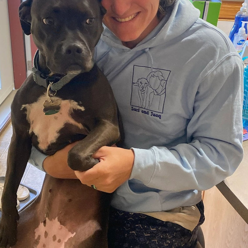 Custom Embroidered Dog Dad Hoodie with Portrait from Photo, Embroidered Photo Hoodie, Outline Embroidered Hoodie, Portrait Hoodie