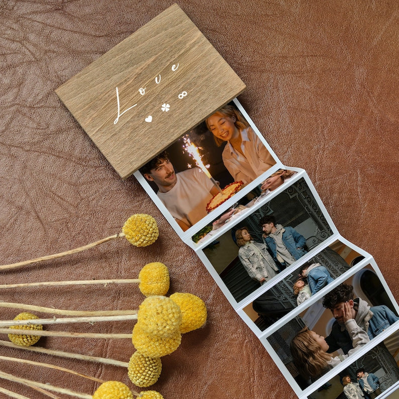 Pull Out Photo Album Custom Wooden Photo Box Personalized Memory Keepsake Box Trinket Wood Box Customized Wooden Photo Frame Shadow Box