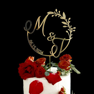 Custom Initial Wedding Cake Toppers, Gold Cake topper for Wedding, Rustic Wedding Cake Toppers,Wedding Decorations Customized Greeting Cards