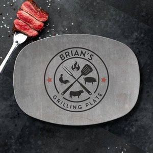 Customized Grilling Plate for Him, Father's Day BBQ Gifts, Personalized Serving Tray, Grilling Platter, Grandpa Gifts from Kids, Grill Gifts