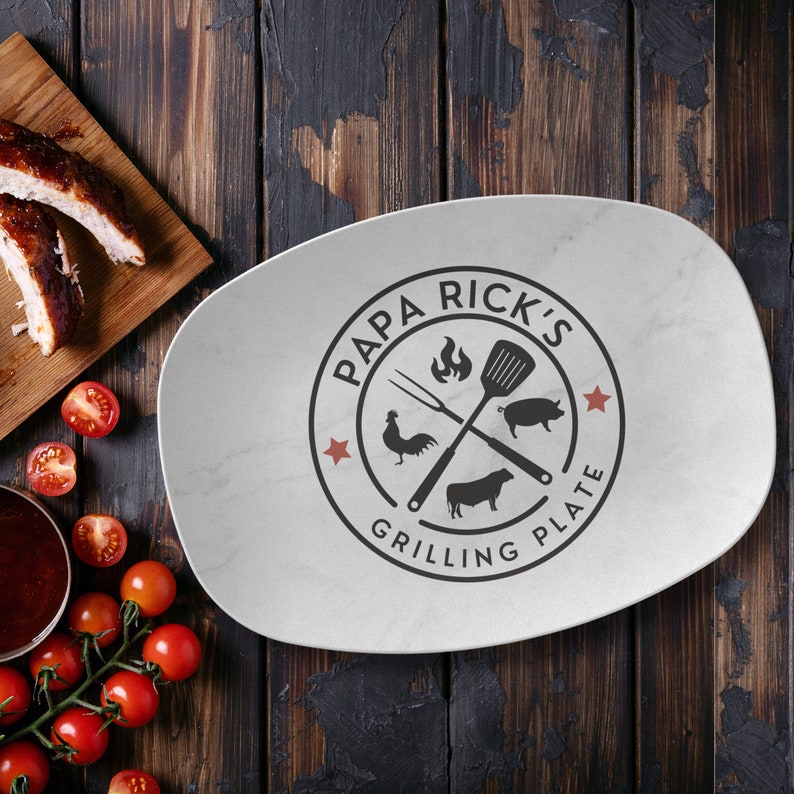 Customized Grilling Plate for Him, Father's Day BBQ Gifts, Personalized Serving Tray, Grilling Platter, Grandpa Gifts from Kids, Grill Gifts