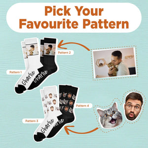 Custom Face Socks from Photo - Personalized Cat Dog Socks with Face - Funny Mens Picture Socks - Put Any Cute Face on Groom Socks