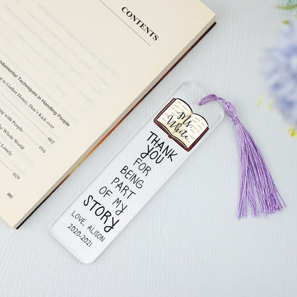 Teacher Appreciation Gift,Custom Teacher Gifts,Teacher Bookmark,Personalized Bookmark,Thank You Teacher,End Of Year Gift from Students