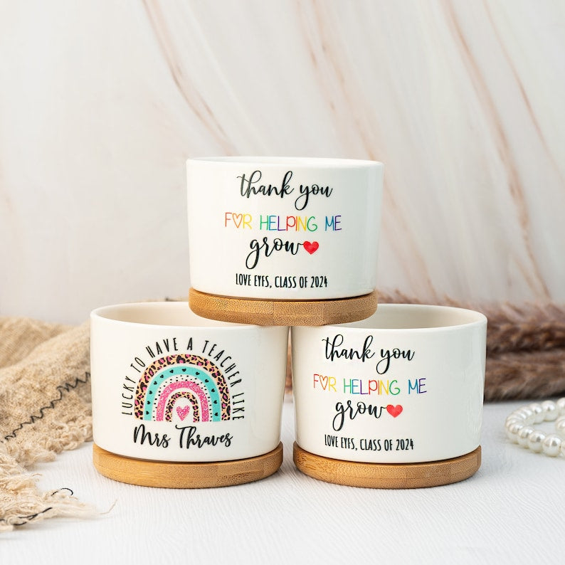 Thank You Teacher Gifts,Teacher Appreciation Gift,Custom Plant Pot, Flower Pot for Teacher, End Of Year Gift for Teacher, Thank You Gifts