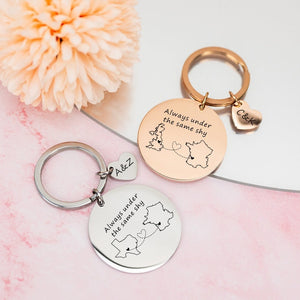Custom Long Distance Keychain,Leaving Home Gift,Keychain Long Distance Couple Friends Long Distance Relationship Gift, Valentine's Day Gifts