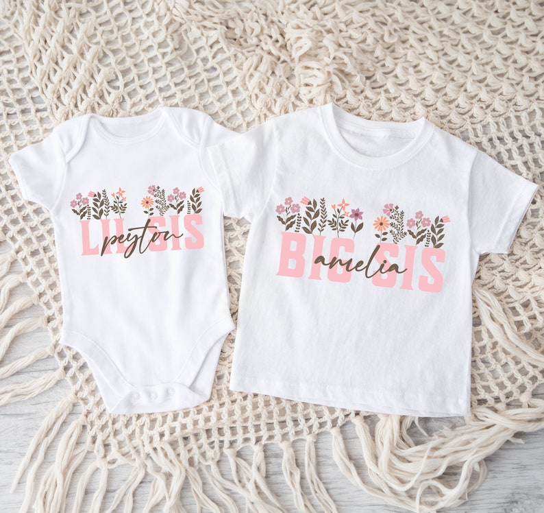 Big Sister Shirt, Custom Big Sis Lil Sis Shirts, New Big Sister Gift, New Baby Sister Gifts Sibling Set, New Baby Bodysuit, Matching Sisters