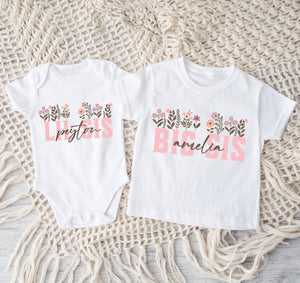 Big Sister Shirt, Custom Big Sis Lil Sis Shirts, New Big Sister Gift, New Baby Sister Gifts Sibling Set, New Baby Bodysuit, Matching Sisters