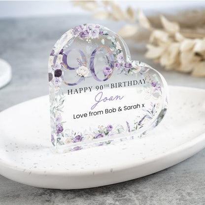Personalised Happy 90th Birthday Gift Plaque, Birthday Gift For Nan Grandma Mum, 90th Birthday Gifts, Purple Floral 90th Gift, Gifts for Her il_794xN.6088213657_rwso.jpg