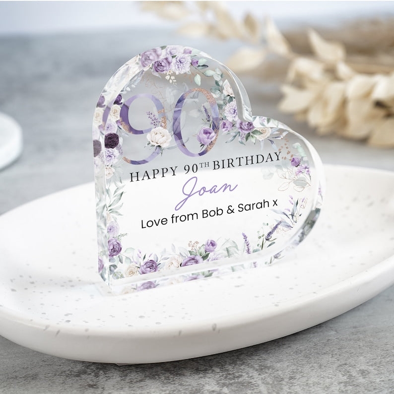 Personalised Happy 90th Birthday Gift Plaque, Birthday Gift For Nan Grandma Mum, 90th Birthday Gifts, Purple Floral 90th Gift, Gifts for Her il_794xN.6088213657_rwso.jpg