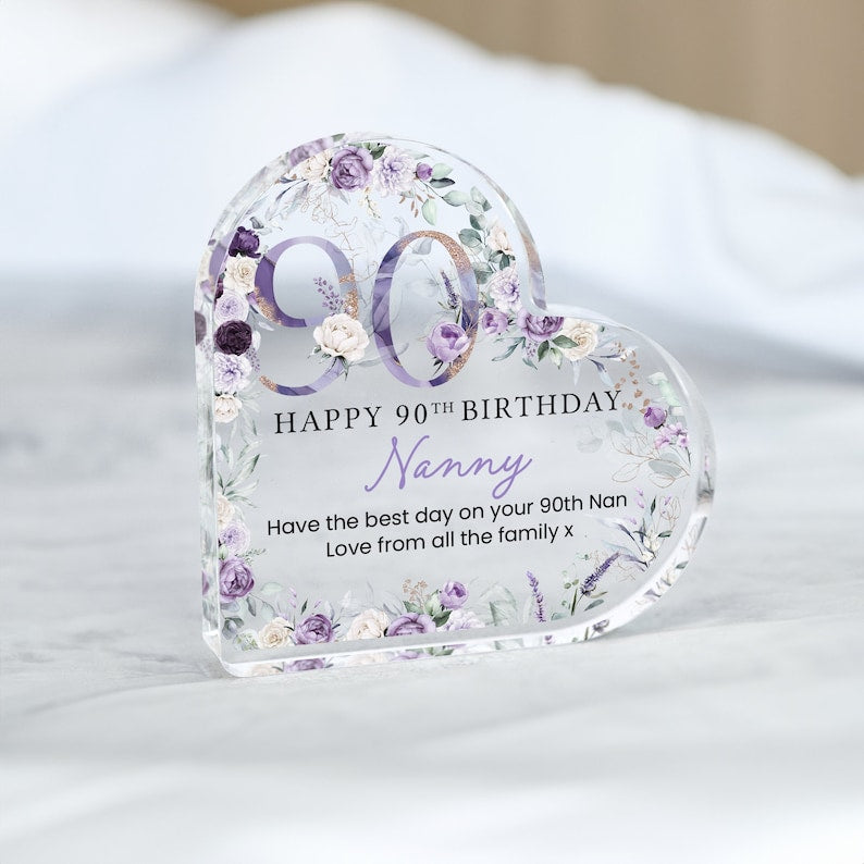 Personalised Happy 90th Birthday Gift Plaque, Birthday Gift For Nan Grandma Mum, 90th Birthday Gifts, Purple Floral 90th Gift, Gifts for Her il_794xN.6088215443_gq3y.jpg