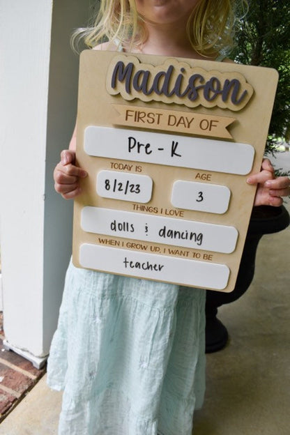 Personalized First Day of School Sign. Custom Last Day of School Sign. Wooden Sign. Kids School Sign il_794xN.6088386879_fqul_e5657aec-282b-404a-a848-67e3d19d5c63.jpg