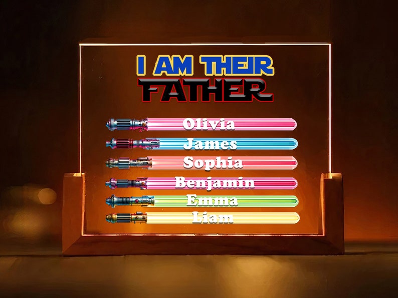 I Am Their Father, Personalized Father's Day Gifts for Dad from Kids, Customized Lamp Custom Lightsaber Sign Names, Best Dad Ever Gifts
