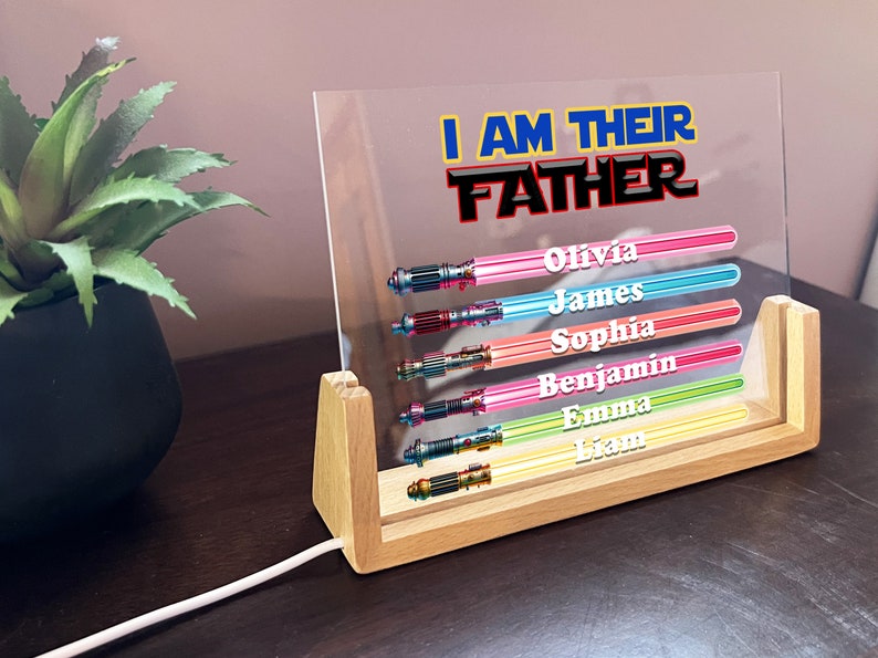 I Am Their Father, Personalized Father's Day Gifts for Dad from Kids, Customized Lamp Custom Lightsaber Sign Names, Best Dad Ever Gifts