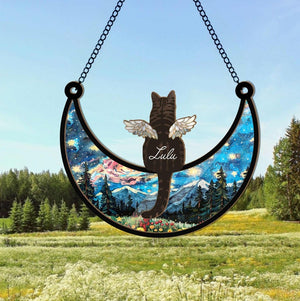 Personalized Cat Angel Memorial Suncatcher, Custom Cat Loss Sympathy Gift, Custom Pet Memorial Suncatcher, Cat Memorial Gift, Pet Suncatcher