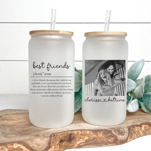 Bestie Definition Glass Tumbler, Personalize Best Friend Cup, Friendship Gift, Best Friend Birthday Gift, BFF Tumbler With Photo