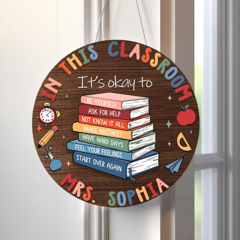 Personalized Teacher 3D Door Sign, In This Classroom You Are Wooden Sign for Desk, Teacher Door Hanger, Back To School Gift, Teacher Gifts