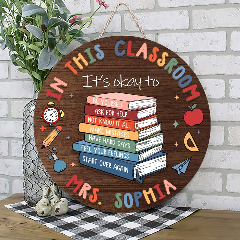 Personalized Teacher 3D Door Sign, In This Classroom You Are Wooden Sign for Desk, Teacher Door Hanger, Back To School Gift, Teacher Gifts