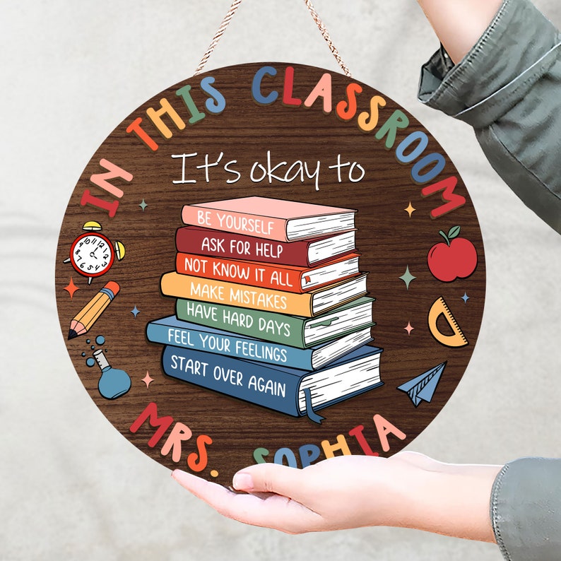 Personalized Teacher 3D Door Sign, In This Classroom You Are Wooden Sign for Desk, Teacher Door Hanger, Back To School Gift, Teacher Gifts