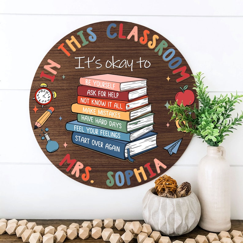 Personalized Teacher 3D Door Sign, In This Classroom You Are Wooden Sign for Desk, Teacher Door Hanger, Back To School Gift, Teacher Gifts